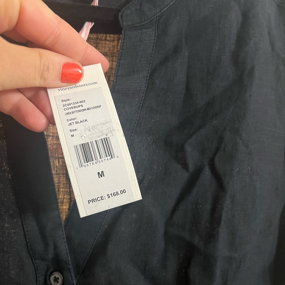 NWT vineyard vines black linen cover up - Picture 7 of 10